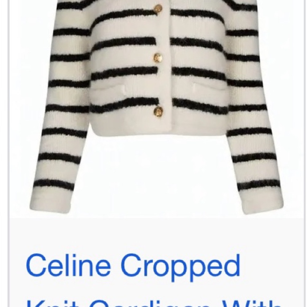 Celine Black and White Striped Cardigan